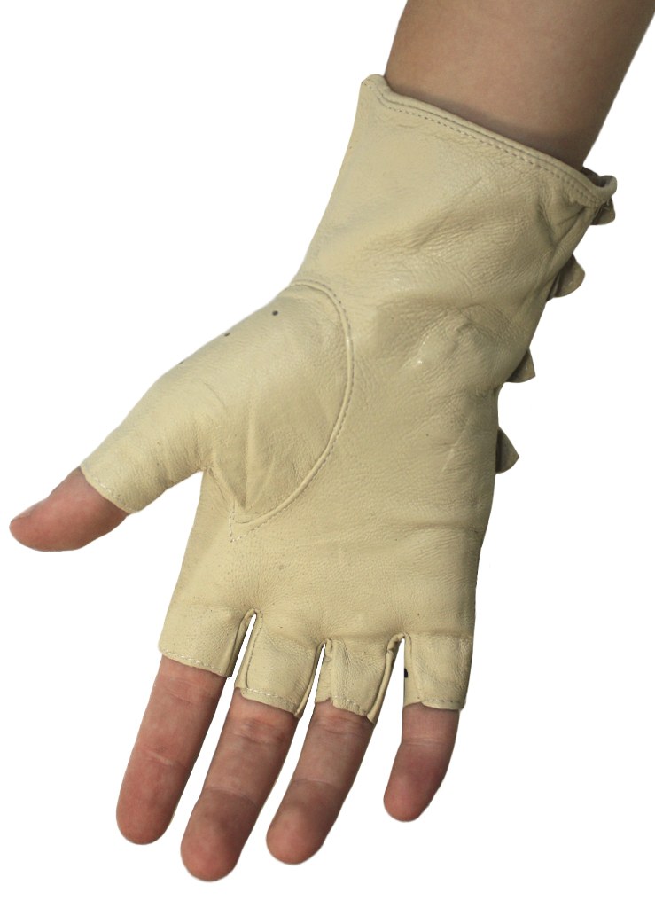 Перчатки кожаные без пальцев женские на ремешках - фото 5 - rockbunker.ru