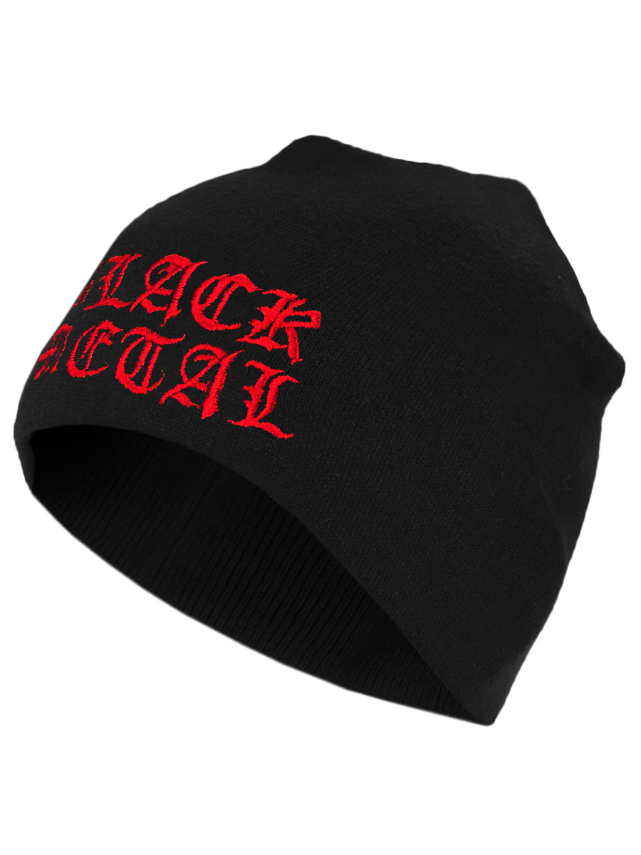 Шапка Black Metal красная вышивка - фото 2 - rockbunker.ru