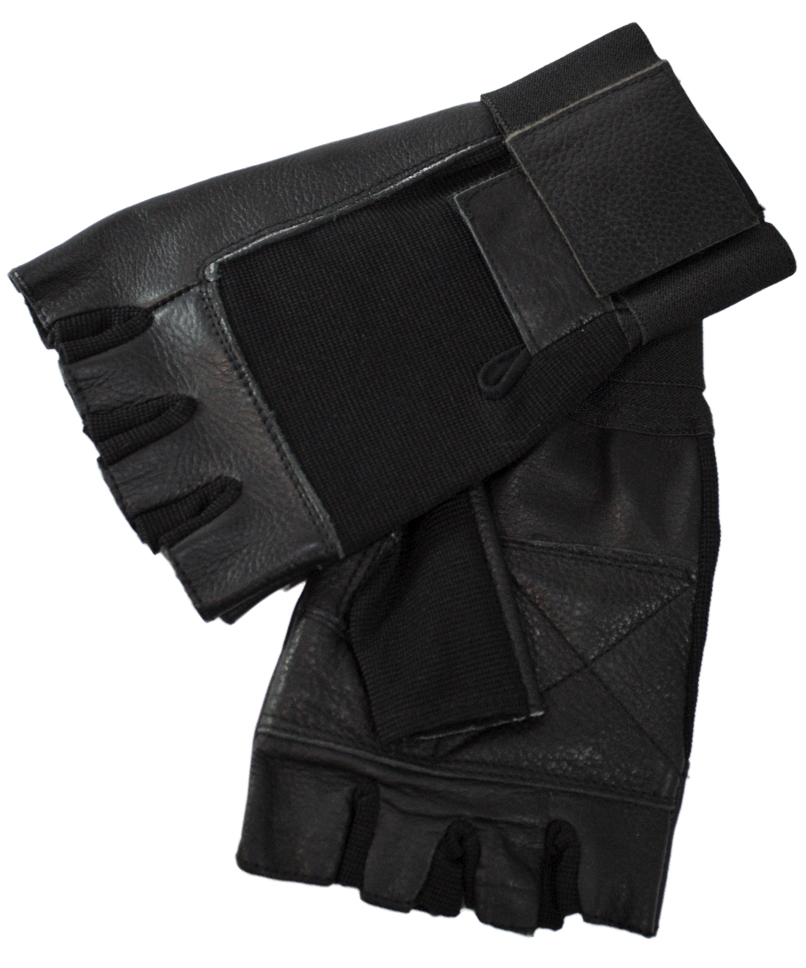 Перчатки текстильные с кожаными вставками без пальцев - фото 5 - rockbunker.ru