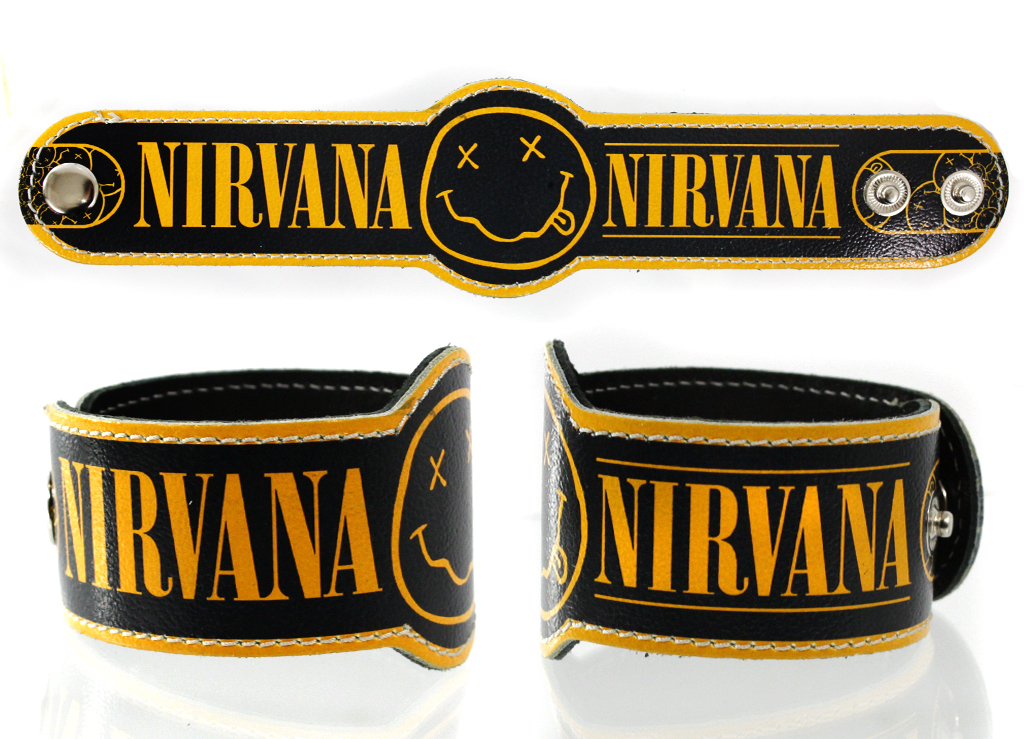 Фан-браслет кожаный RockMerch Nirvana - фото 1 - rockbunker.ru