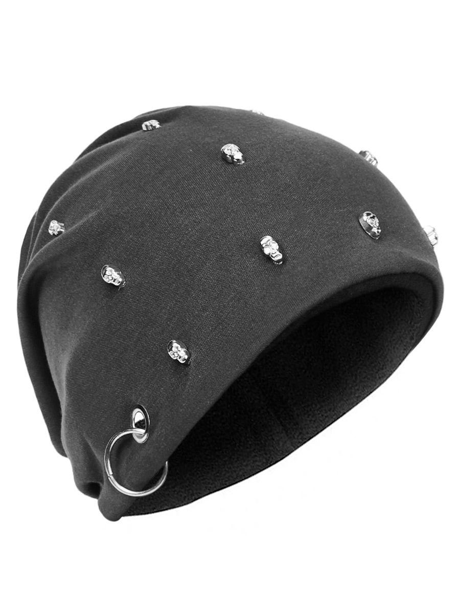 Шапка серая С Черепами - фото 1 - rockbunker.ru