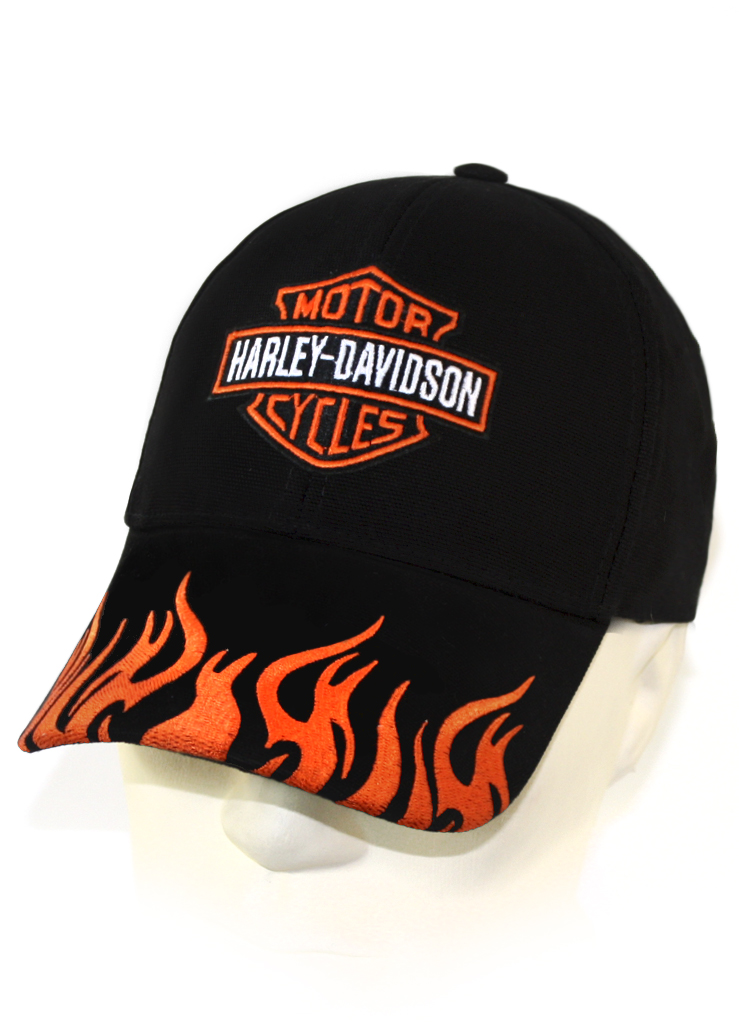 Бейсболка Logo Harley-Davidson и огонь с 3D вышивкой - фото 1 - rockbunker.ru