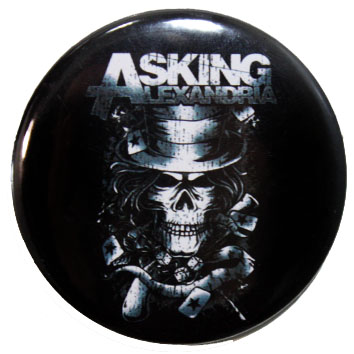 Значок Asking Alexandria череп в целиндре - фото 1 - rockbunker.ru