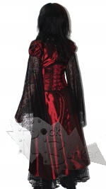 Платье с корсажем из бордовой тафты с рукавами из гипюра - фото 2 - rockbunker.ru