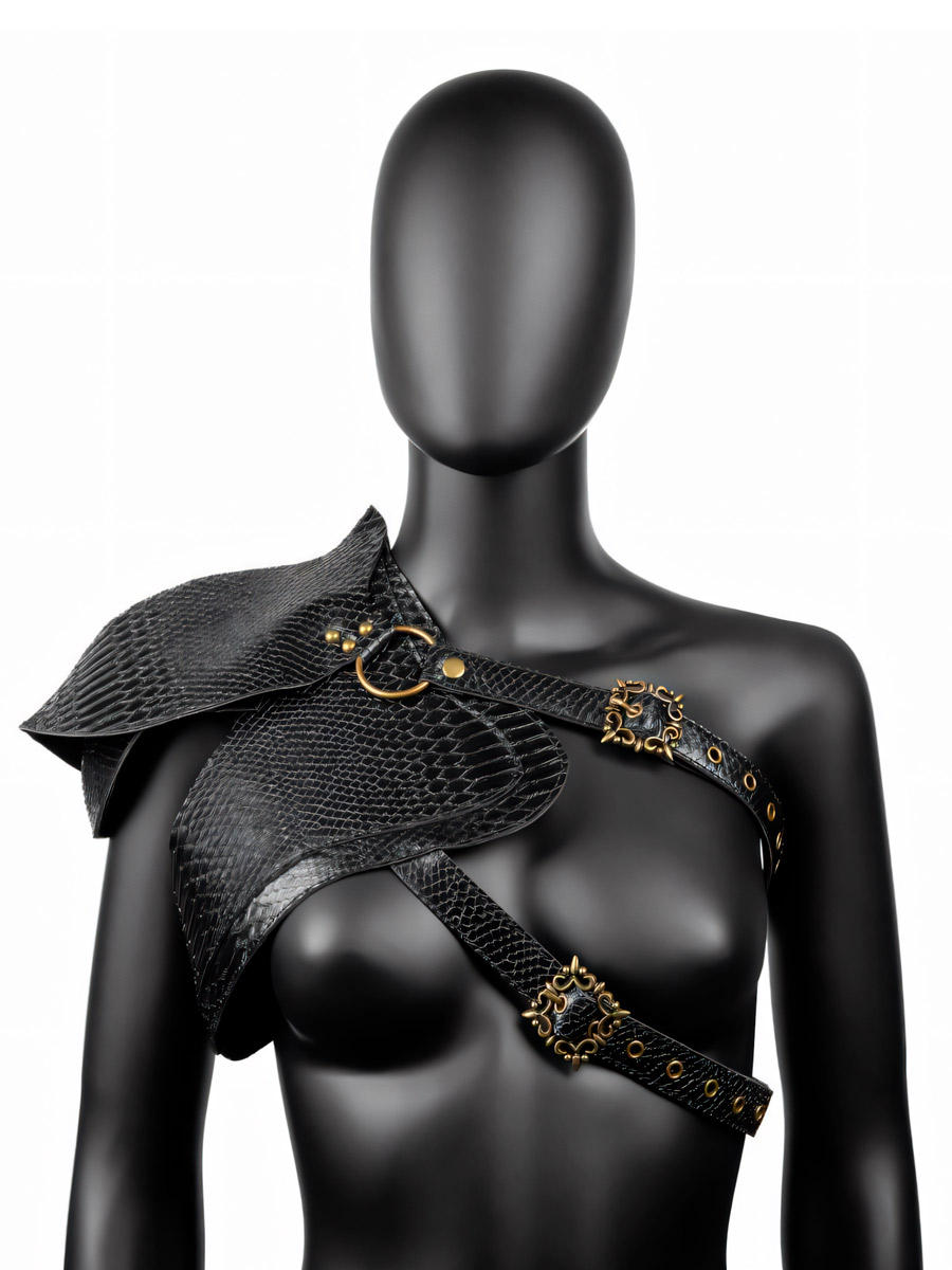 Наплечник Стимпанк Крокодил Черный  - фото 1 - rockbunker.ru