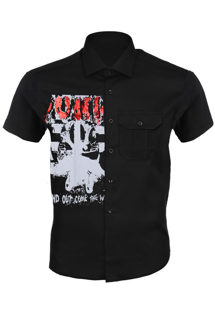 Рубашка с коротким рукавом Punk красная - фото 1 - rockbunker.ru