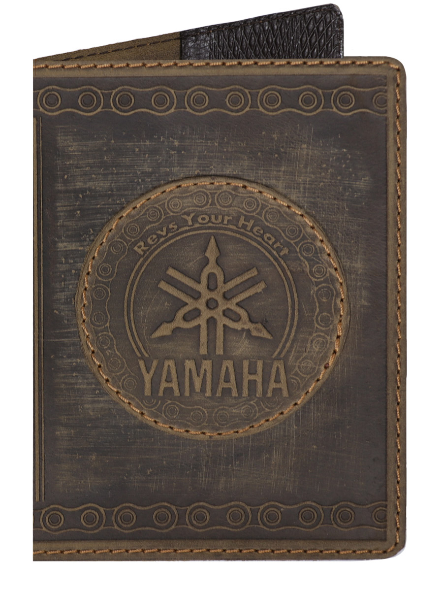 Обложка на паспорт Yamaha кожаная Темно-Коричневая - фото 1 - rockbunker.ru