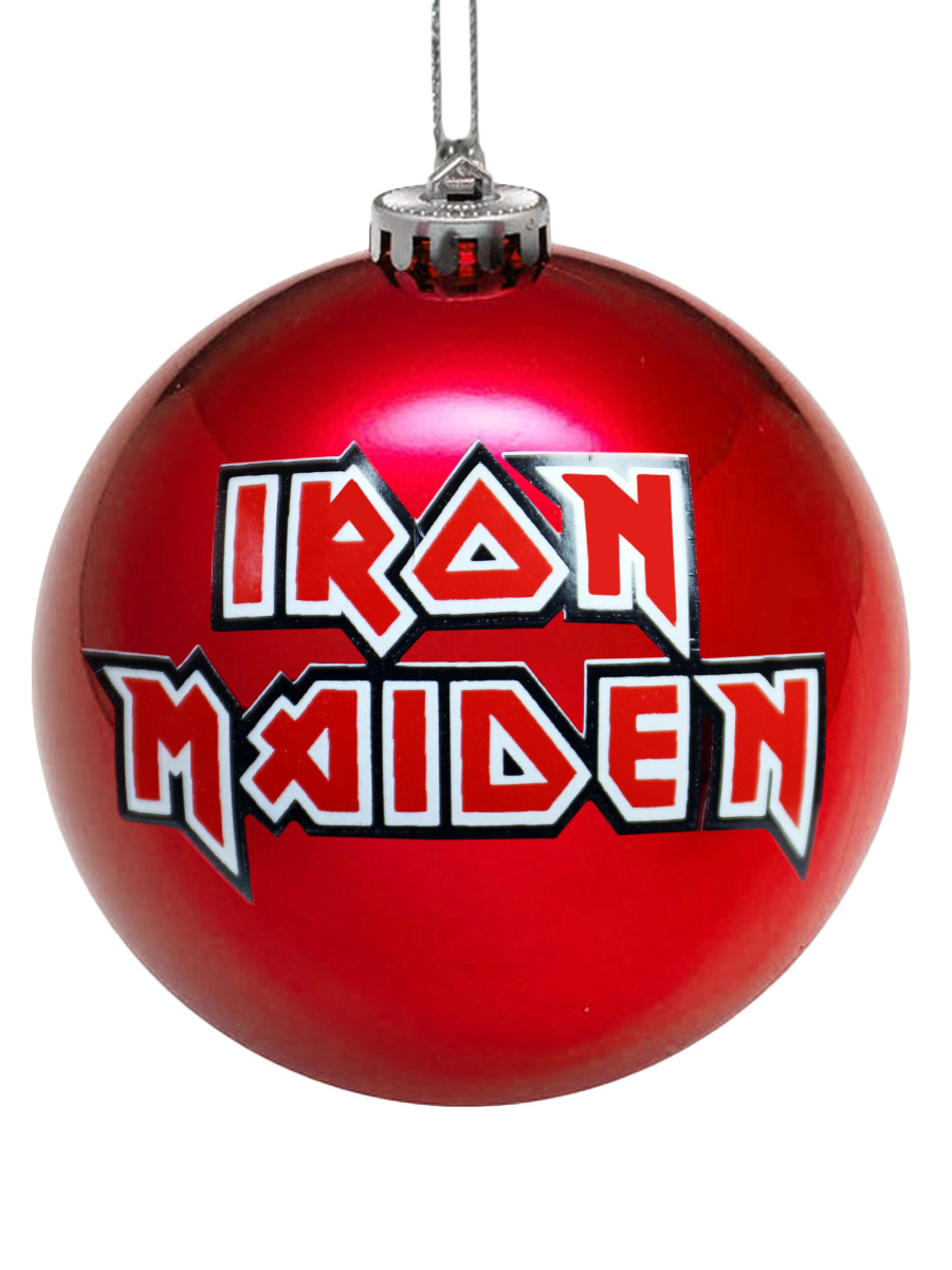 Елочный шар RockMerch Iron Maiden красный - фото 1 - rockbunker.ru