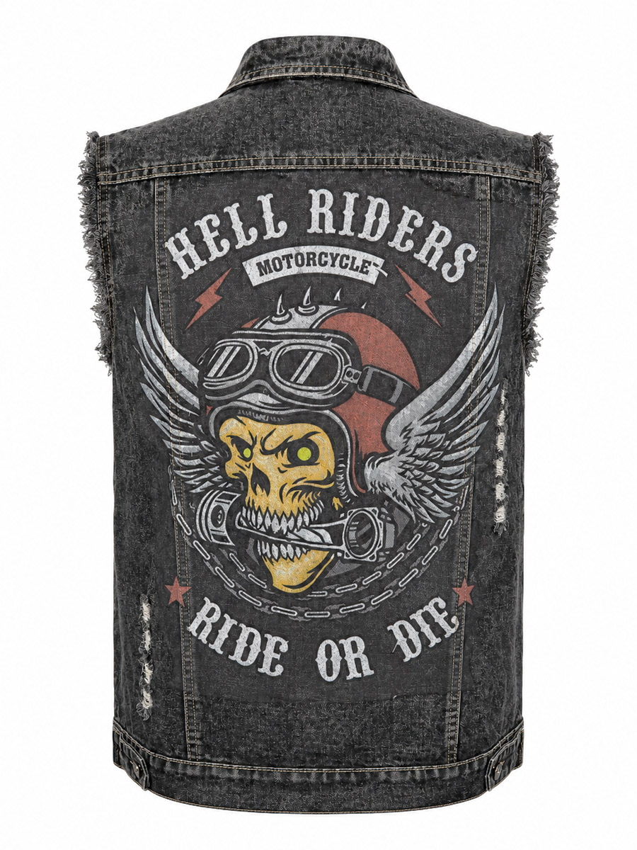 Жилет Джинсовый Hell Riders - фото 1 - rockbunker.ru