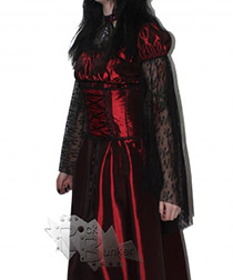 Платье с корсажем из бордовой тафты с рукавами из гипюра - фото 1 - rockbunker.ru