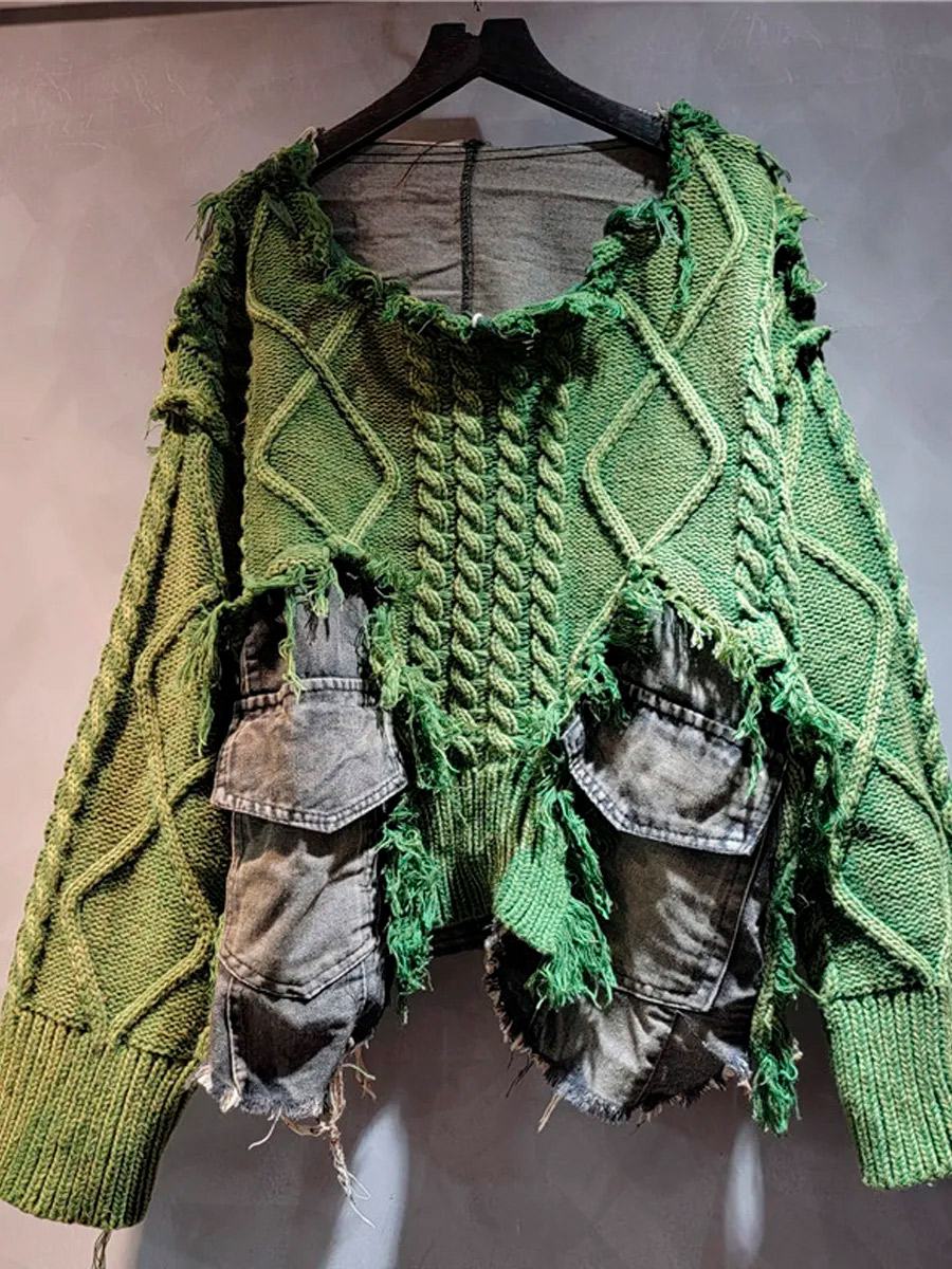 Свитер Oversize Зеленый - фото 1 - rockbunker.ru