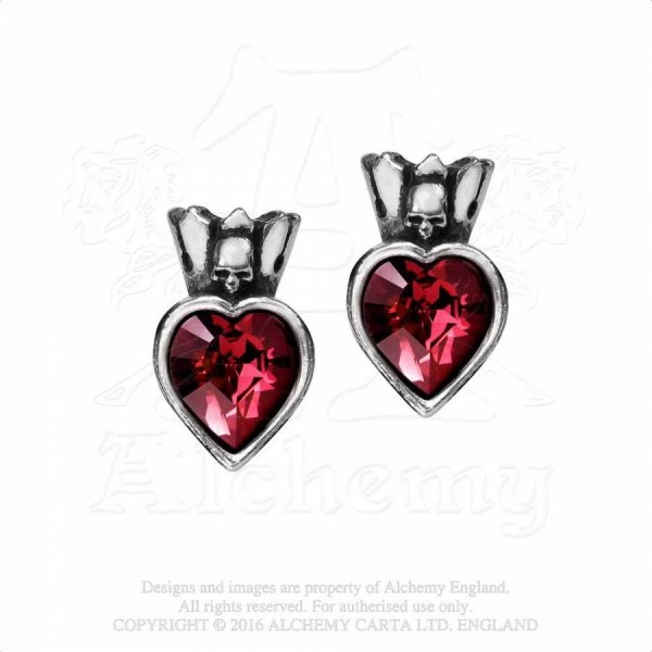 Серьга Alchemy Gothic E379 Claddagh Heart Studs - фото 1 - rockbunker.ru