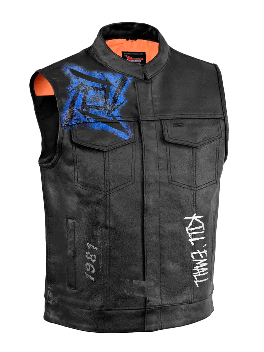 Жилет кожаный кастомный Metallica - фото 2 - rockbunker.ru