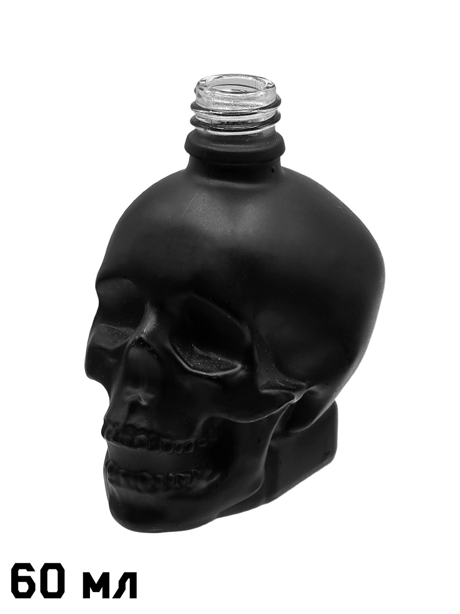 Флакон череп черный с крышкой 60 мл - фото 3 - rockbunker.ru