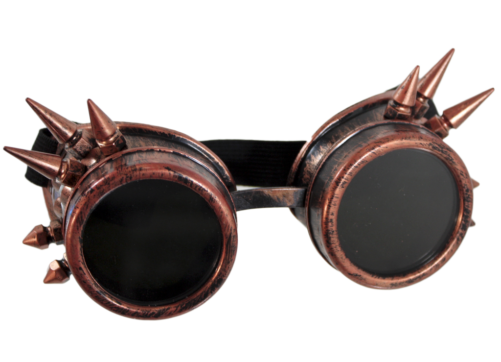 Кибер-очки гогглы с шипами бронзовые - фото 1 - rockbunker.ru