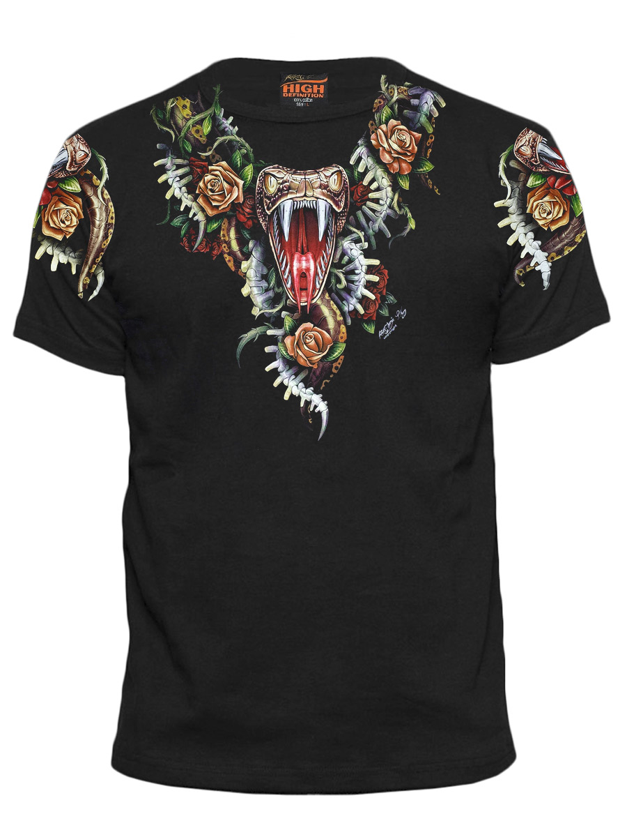 Футболка Rock Chang Змея и розы - фото 1 - rockbunker.ru