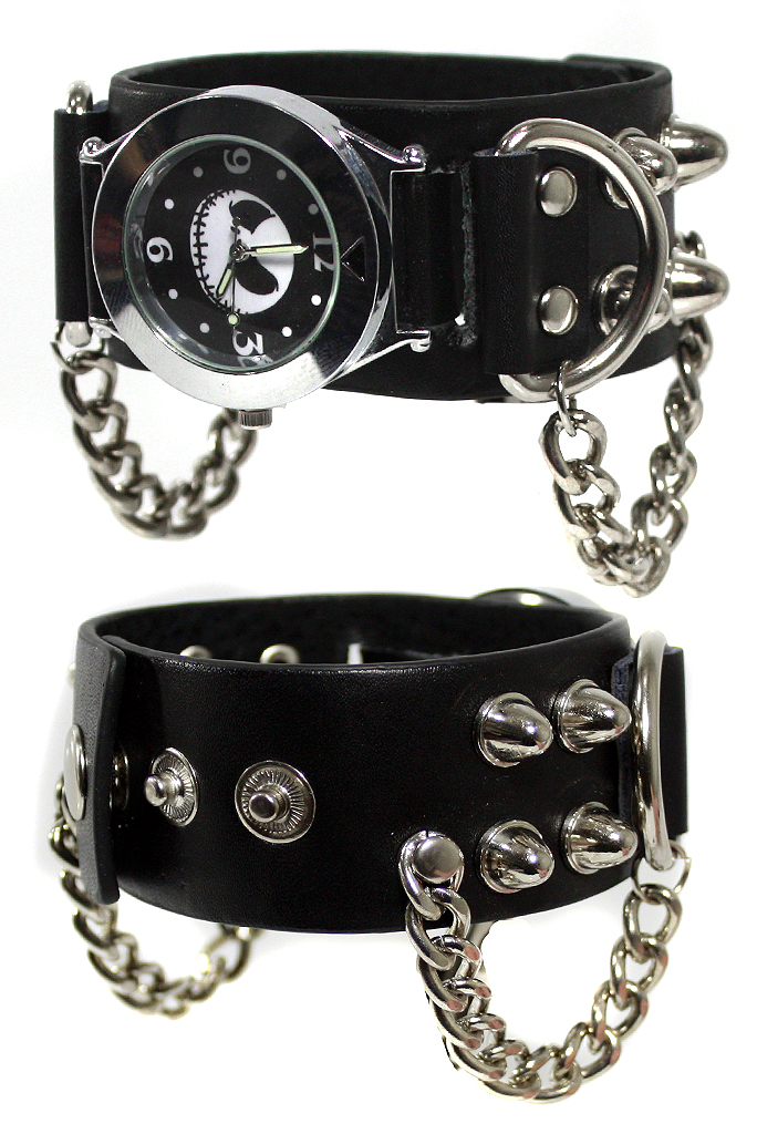 Часы наручные Джек с кольцами и шипами на ремешке - фото 2 - rockbunker.ru
