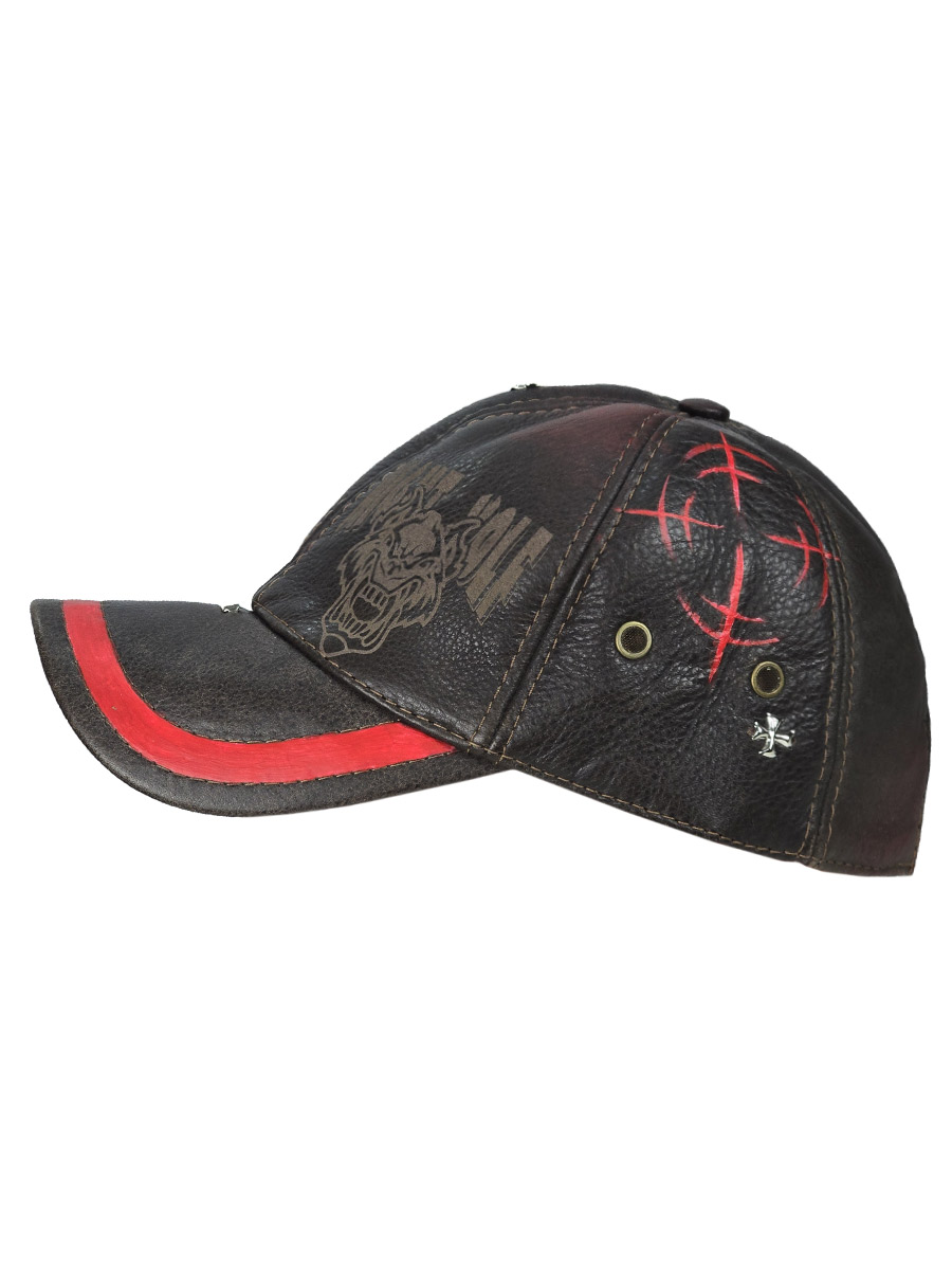 Кепка кастомная кожаная Scull - фото 3 - rockbunker.ru