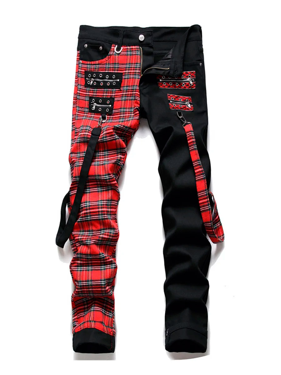 Джинсы Комбинированные Клетка - фото 1 - rockbunker.ru