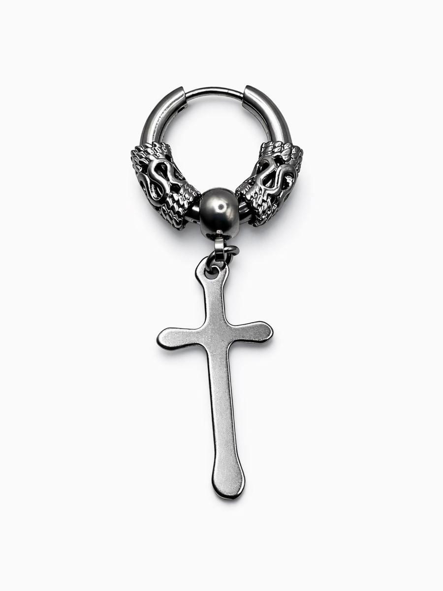 Пирсинг кольцо с шариком Крест - фото 1 - rockbunker.ru