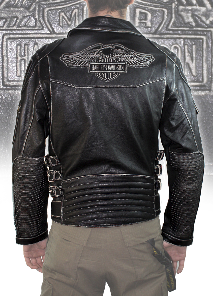 Косуха кожаная мужская Harley-Davidson BROFF BLK - фото 4 - rockbunker.ru