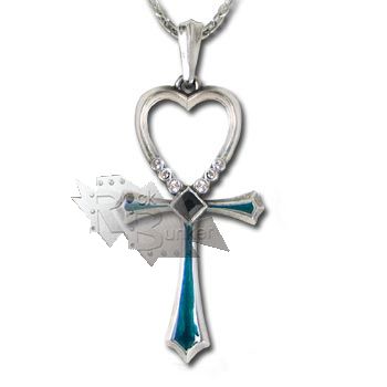 Кулон Alchemy Gothic P489 Crystal Heart Ankh - фото 1 - rockbunker.ru