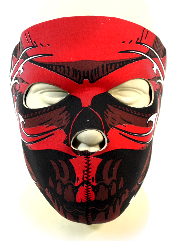 Байкерская маска череп красный на все лицо - фото 2 - rockbunker.ru