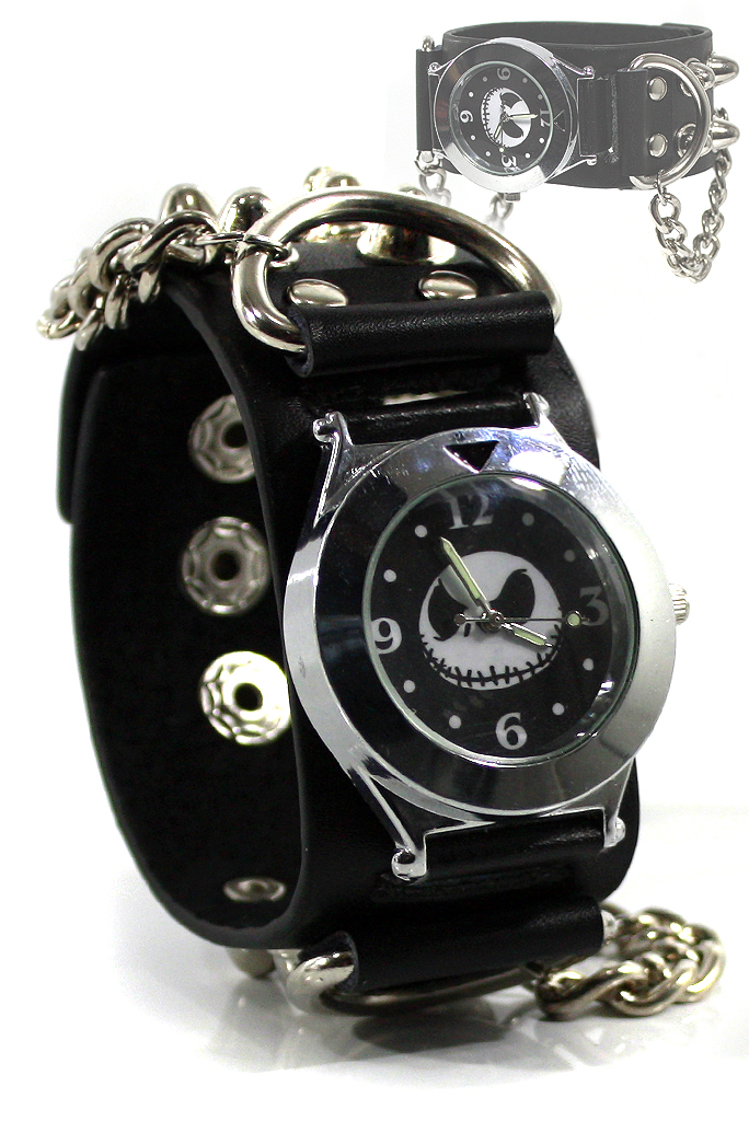 Часы наручные Джек с кольцами и шипами на ремешке - фото 1 - rockbunker.ru