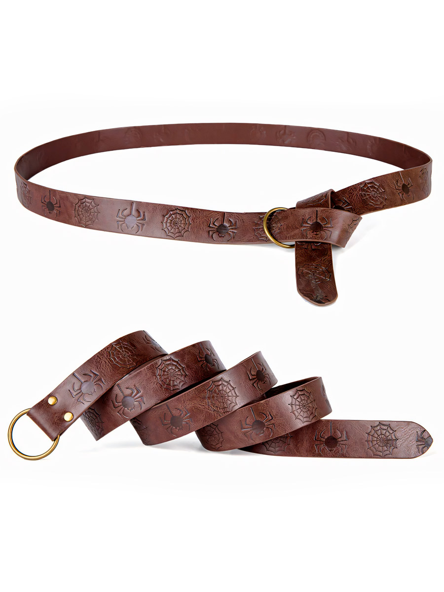 Ремень Стимпанк с Тиснением Паутина - фото 1 - rockbunker.ru