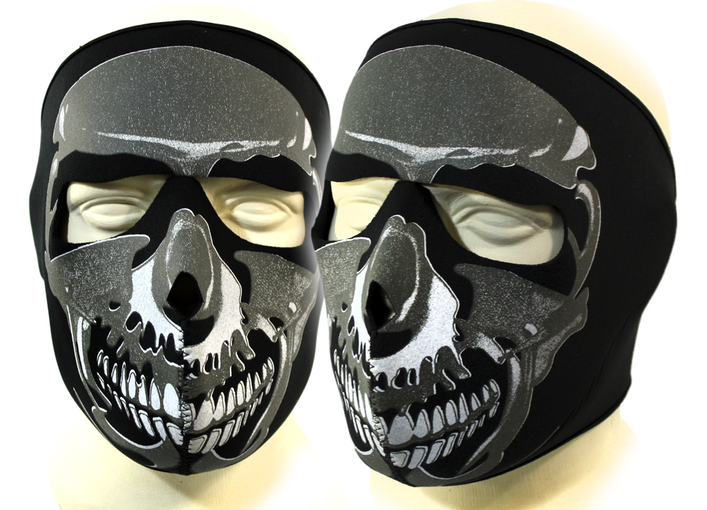 Байкерская маска череп серый на все лицо - фото 3 - rockbunker.ru