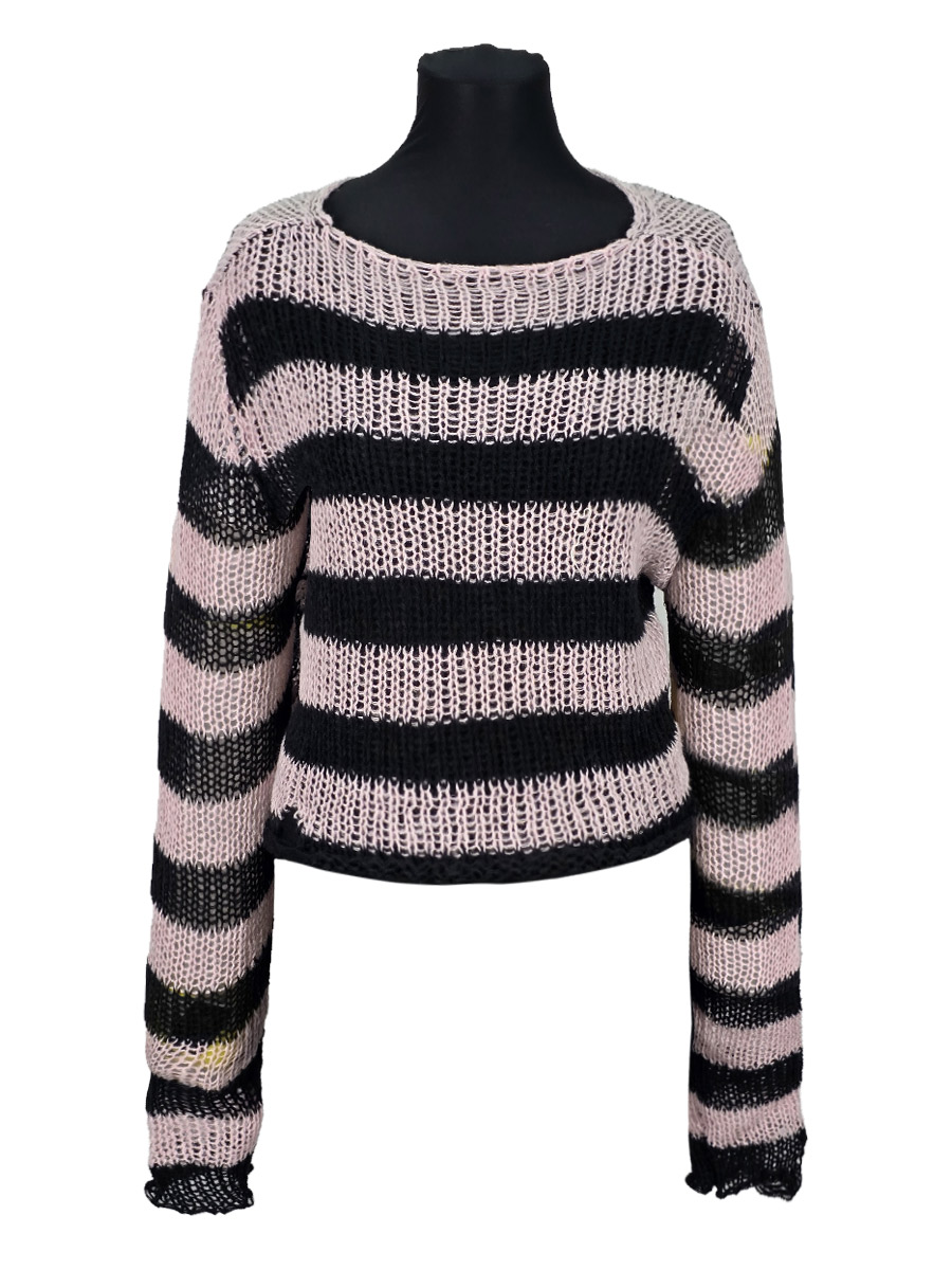 Свитер рваный серый короткий - фото 1 - rockbunker.ru