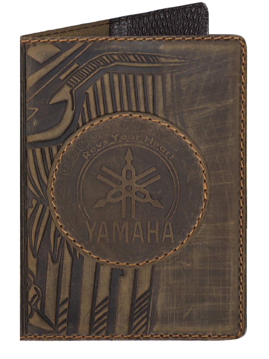 Обложка на паспорт Yamaha кожаная Темно-Коричневая - фото 1 - rockbunker.ru