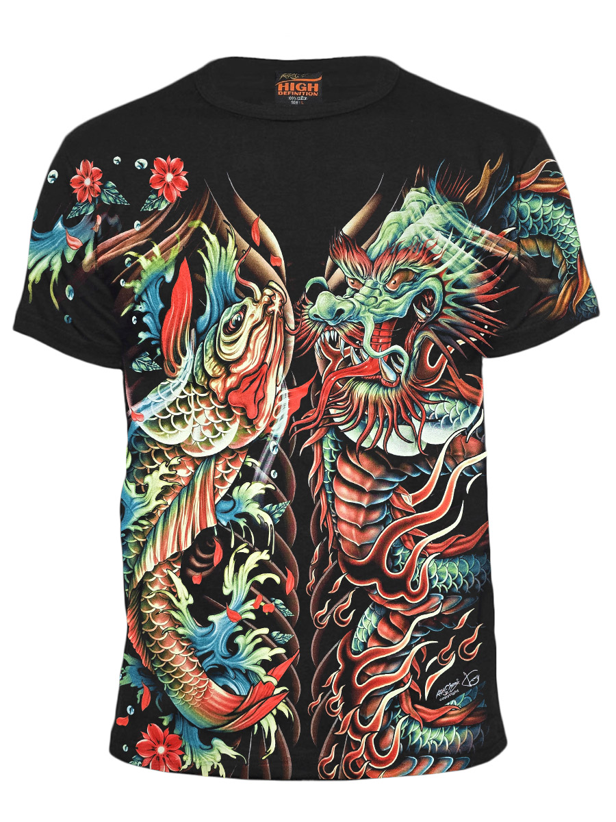Футболка Rock Chang Дракон и Рыба Кои - фото 1 - rockbunker.ru