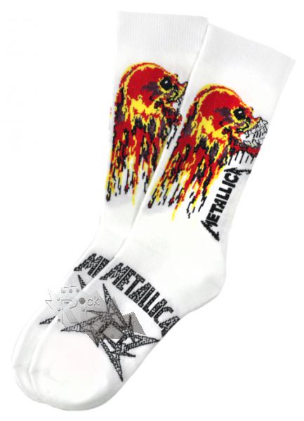Носки Hot Rock Metallica череп белые - фото 1 - rockbunker.ru