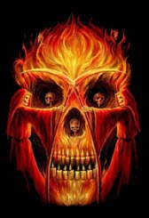 Наклейка-стикер Огненный череп и 2 смерти - фото 1 - rockbunker.ru