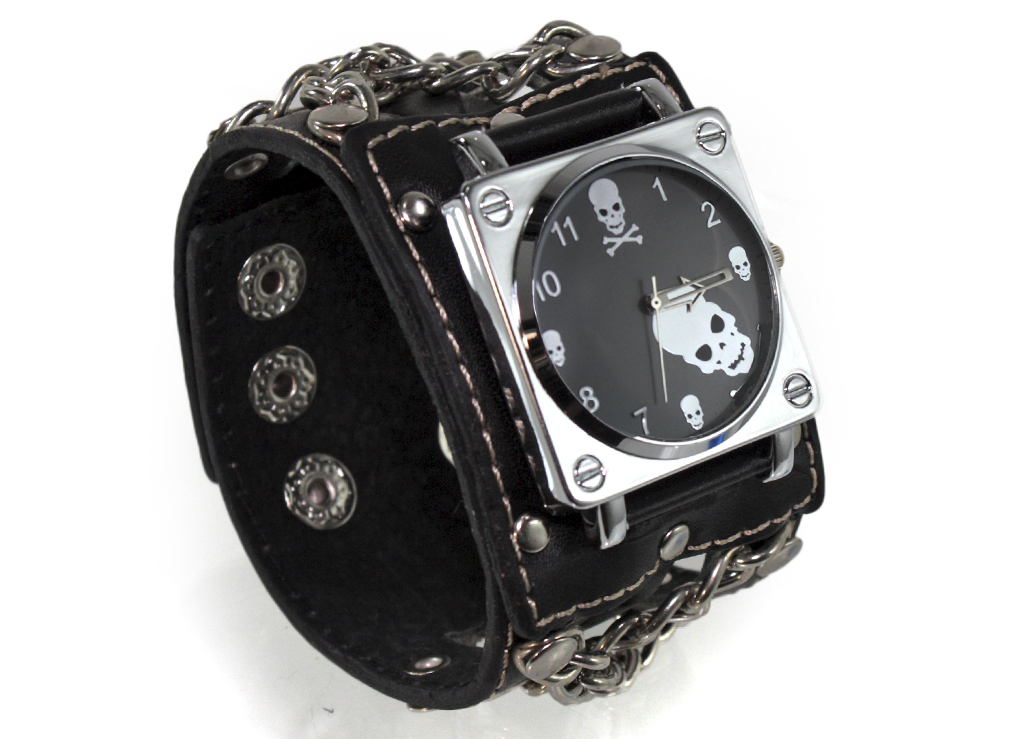 Часы Черепа с цепями с белым циферблатом коричневые - фото 5 - rockbunker.ru