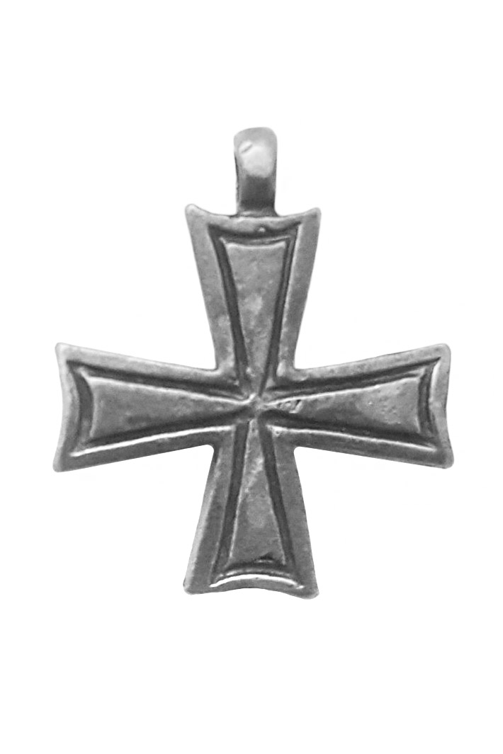 Кулон Мальтийский крест серый - фото 1 - rockbunker.ru