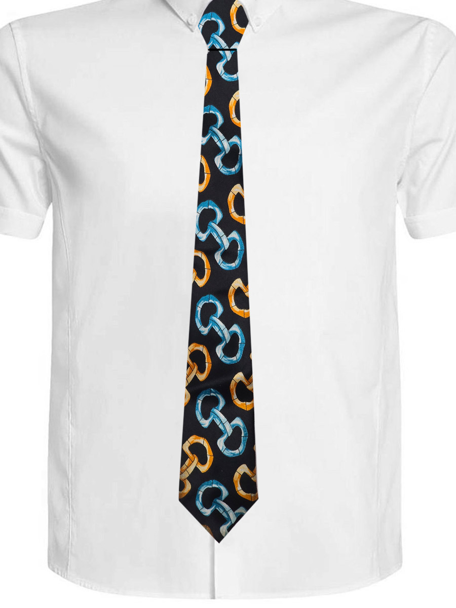 Галстук с узором из звеньев цепи - фото 1 - rockbunker.ru