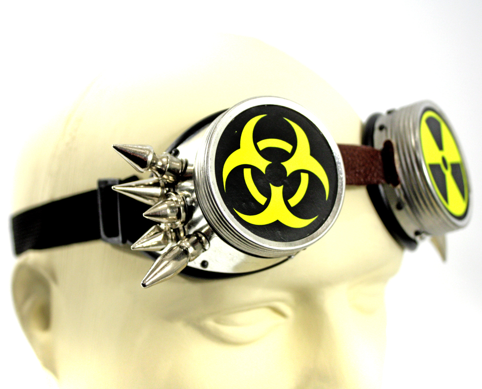 Кибер-очки гогглы Hazardous and Radioactive с 10 шипами - фото 3 - rockbunker.ru