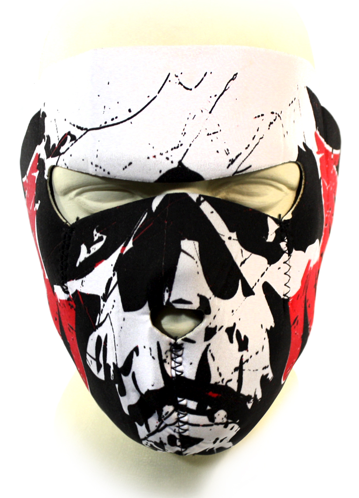 Байкерская маска череп с красными крыльями на все лицо - фото 2 - rockbunker.ru
