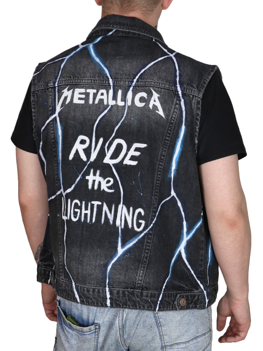 Жилетка джинсовая кастомная Metallica - фото 2 - rockbunker.ru
