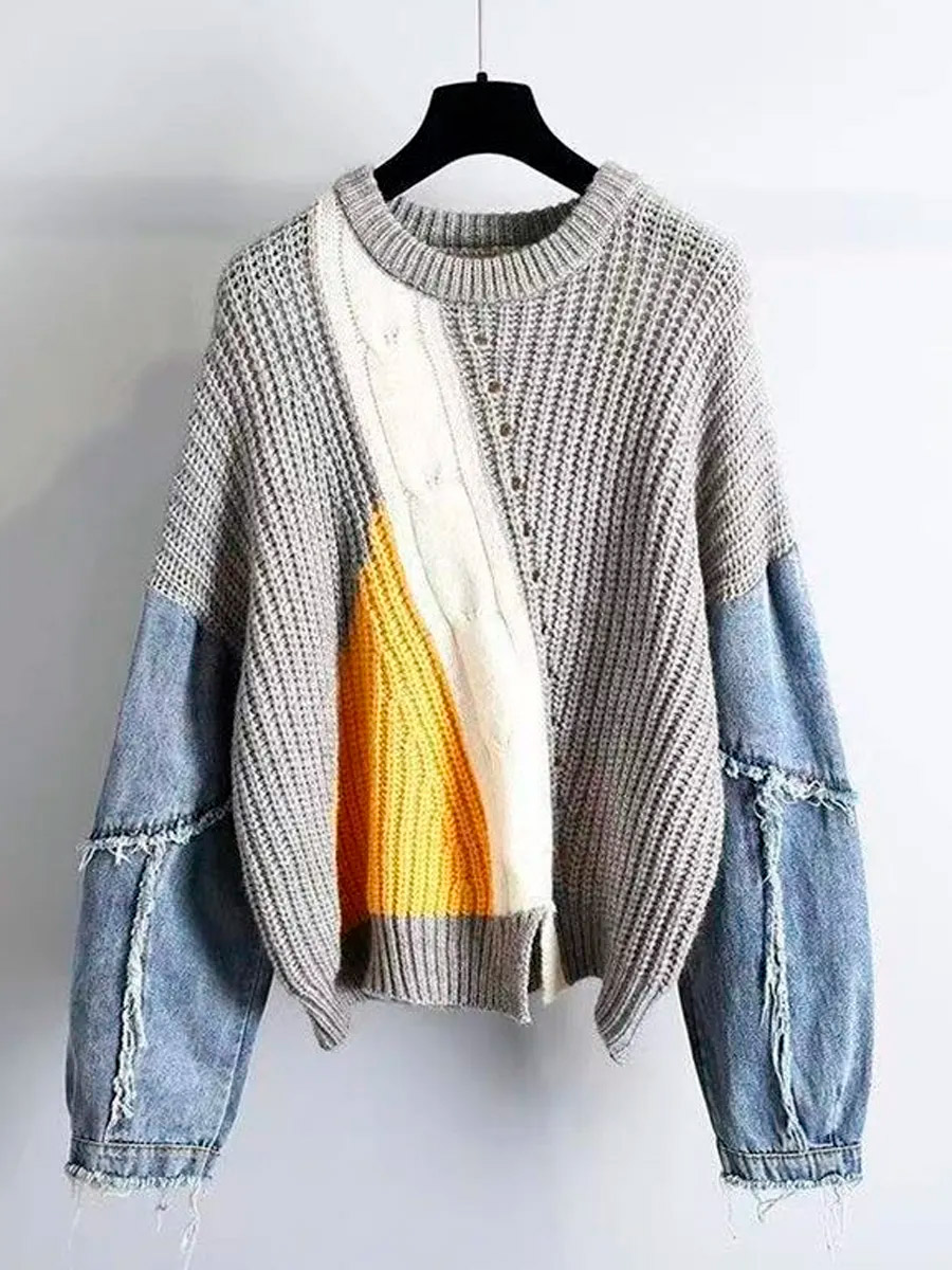 Свитер Oversize Серый - фото 1 - rockbunker.ru