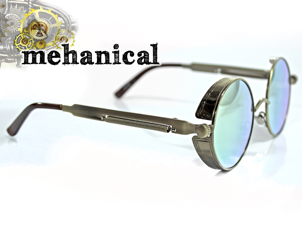 Очки солнцезащитные круглые Mechanical зеркальные с шорами - фото 5 - rockbunker.ru
