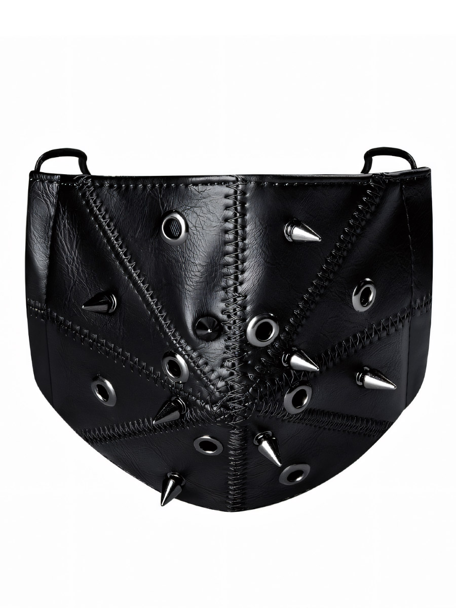 Маска Стимпанк Шипы Люверсы Черная - фото 1 - rockbunker.ru