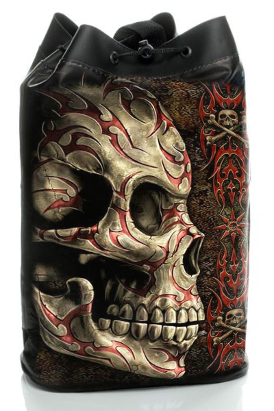 Торба Tribal Skull из кожзаменителя - фото 1 - rockbunker.ru