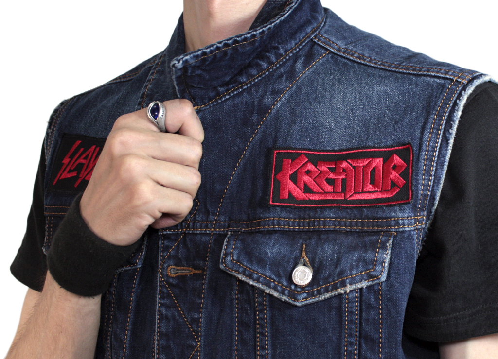 Жилет джинсовый с нашивками Slayer Kreator пентаграмма - фото 4 - rockbunker.ru