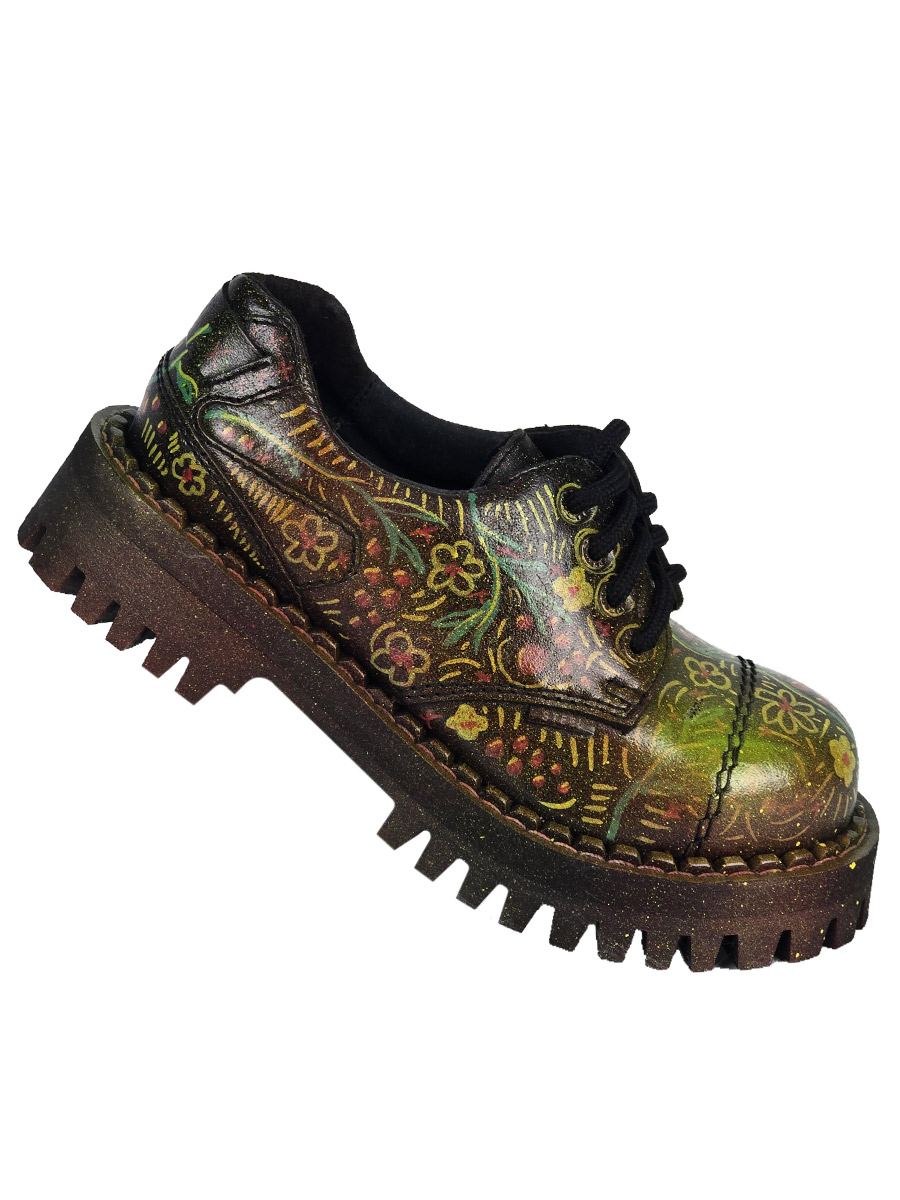 Полуботинки кожаные кастомные Хохлома  - фото 2 - rockbunker.ru