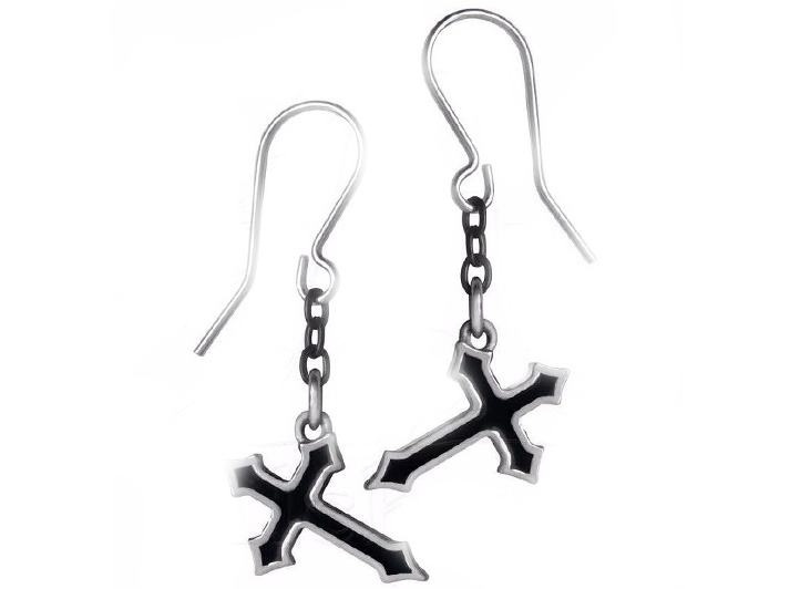 Серьги Alchemy Gothic E363 Sorrow Cross - фото 1 - rockbunker.ru