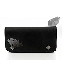Кошелек-портмоне кожаный с черной отстрочкой черный - фото 2 - rockbunker.ru