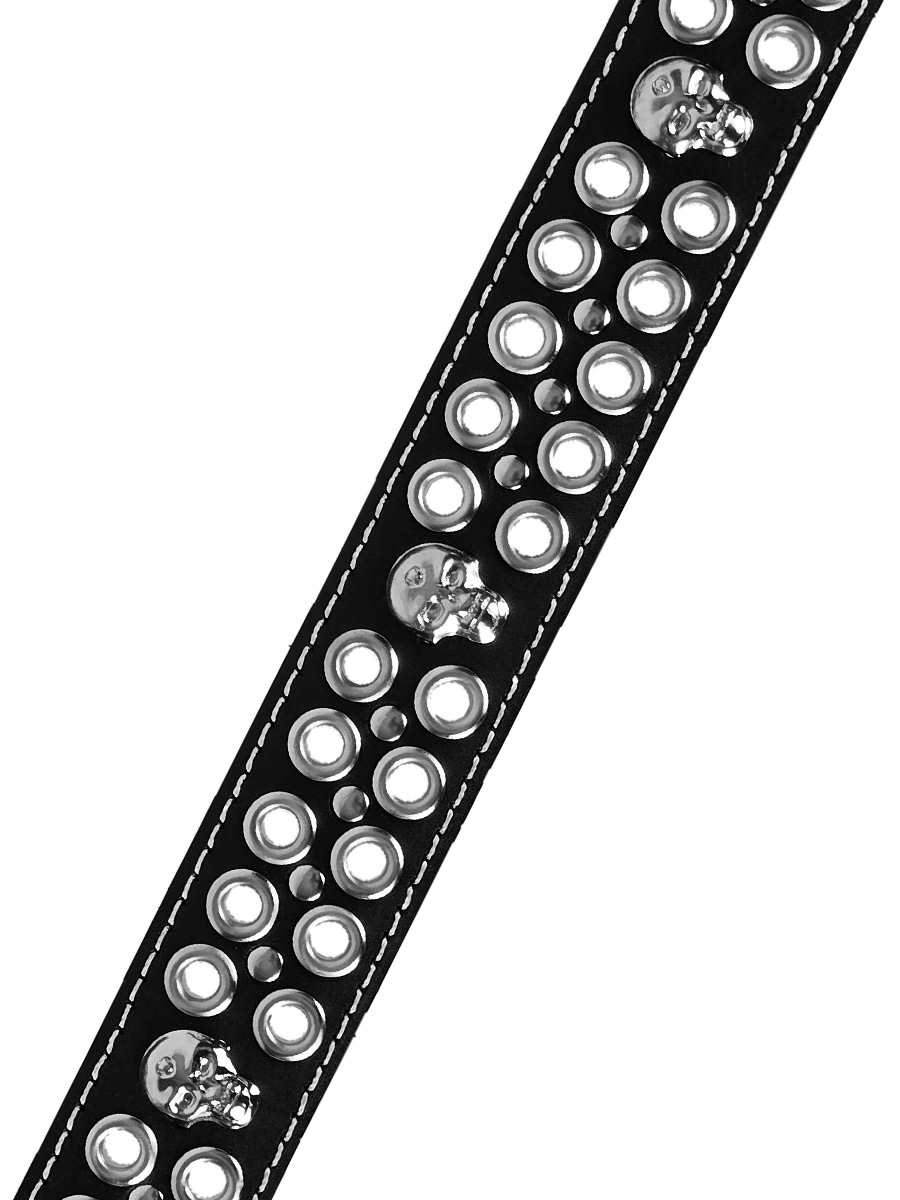 Ремнь кожаный  Череп Люверсы Заклепки - фото 2 - rockbunker.ru